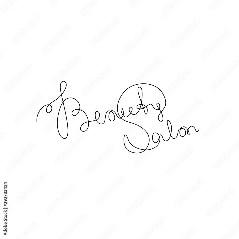 Beauty salon inscription continuous line drawing, emblem or logo design ...