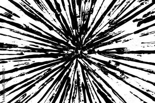 Grunge black texture in ray shape on white background (Vector). Use for decoration, aging or old layer
