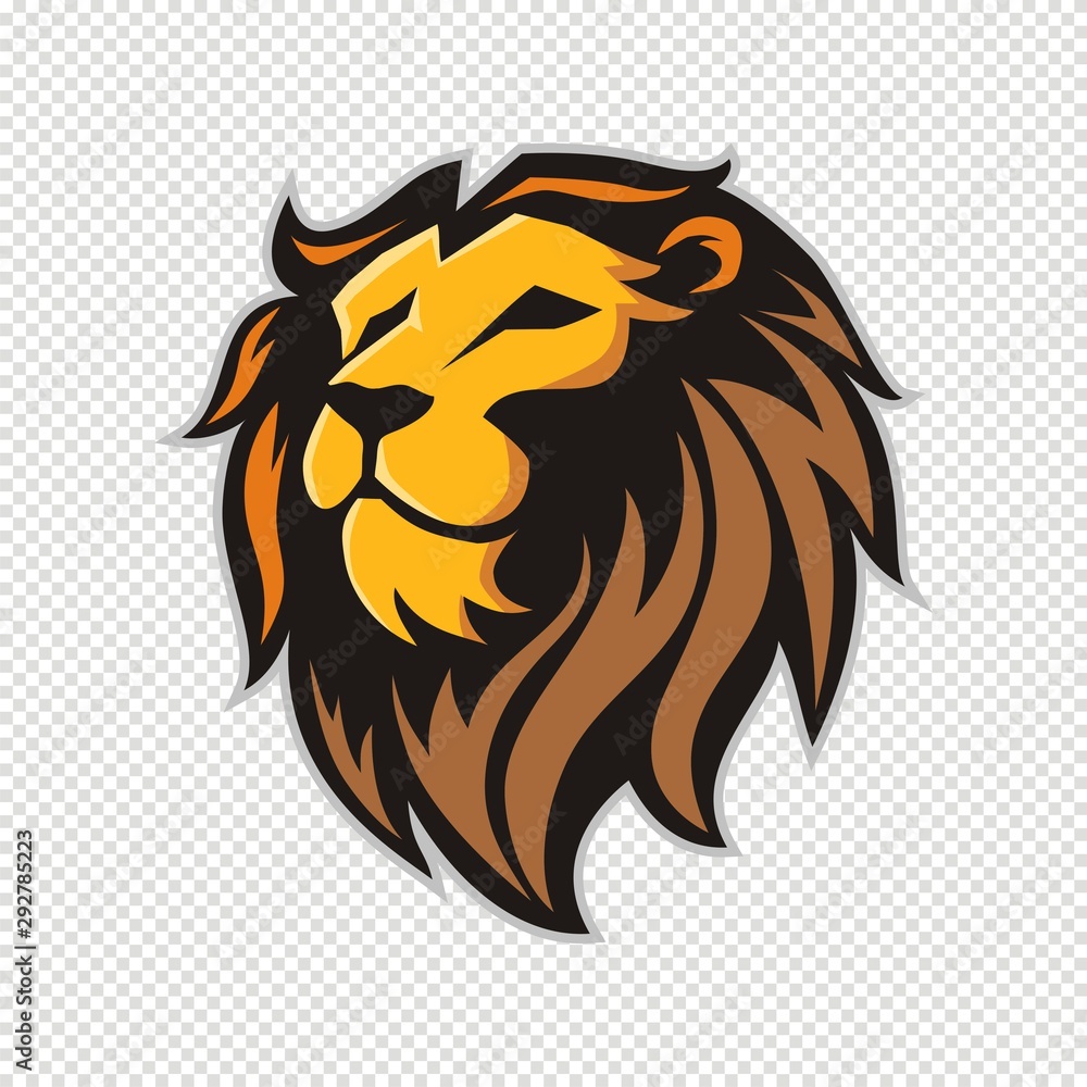 Obraz Logo głowy lwa na t-shirt, maskotka Lwa Sportowa grafika typografii  godło, znaczek odzieży sportowej #292785223 - Obrazy lwy - Picturewall.pl