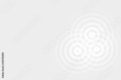 Abstract white circle ring effect with sound waves oscillating on light gray background