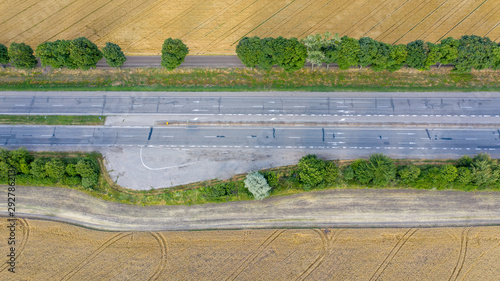 Empty motorway view from above top view photo