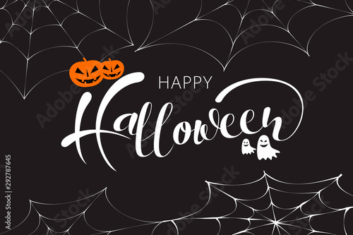 Happy Halloween sale banners or party invitation background.Vector illustration .calligraphy of "halloween"