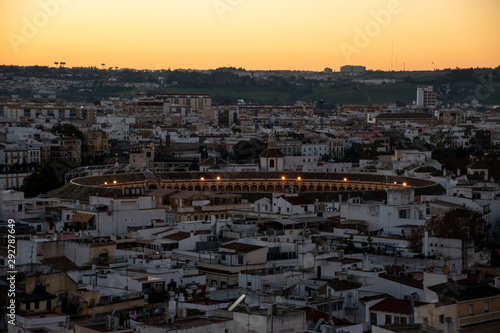 A view of the Spanish city of Sevilla during an orange sunset with the  © Joseph Creamer