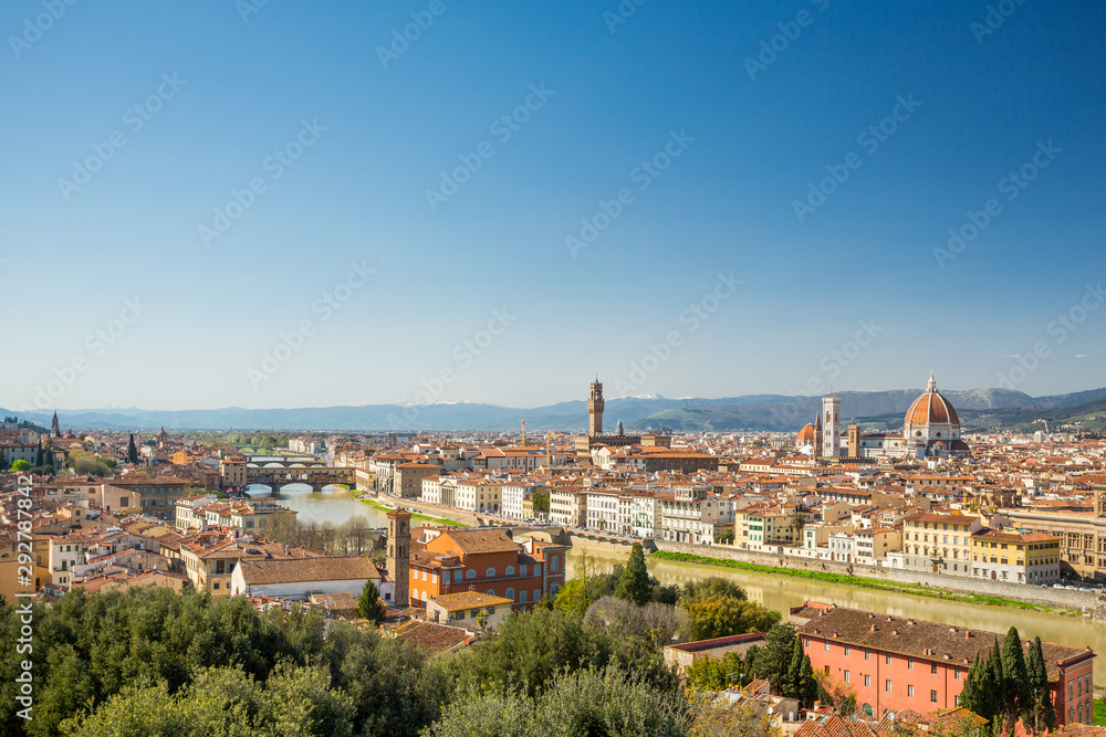 Florence, Italy. Panoramic view of the city and Arno river