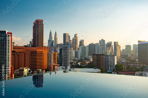 Kuala Lumpur skyline pool view 