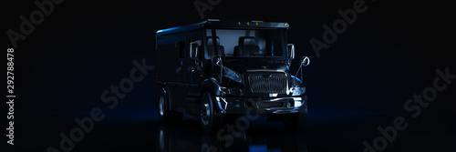 Armored Car, studio setup, on a dark background. 3d rendering 