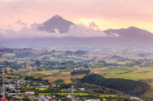 View of Mt Taranaki view from Puritutu Rock, New Zealand