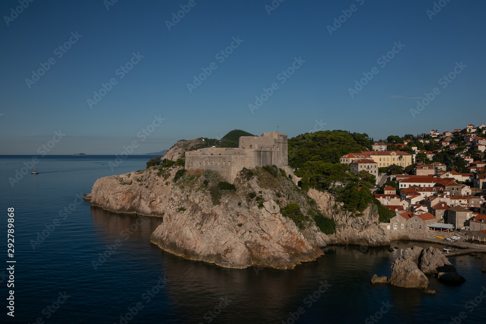 beautiful view to fort Lovrijenac from the city walls, Dubrovnik, Croatia
