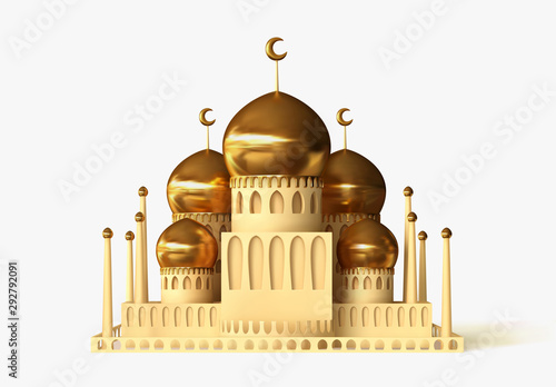 Mosque building realistic 3d design isolated with transparent background vector illustration