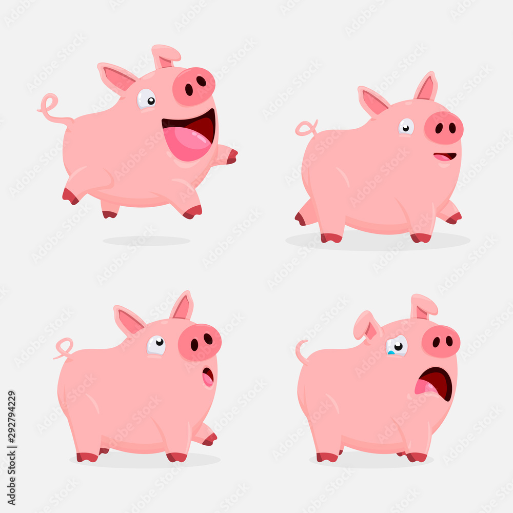 vector cartoon set of various pigs vector cartoon set of various pigs