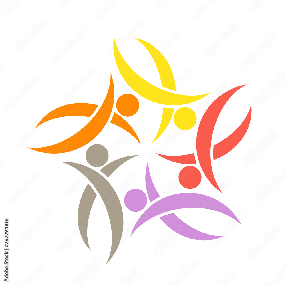 Teamwork icon,Group four people logo handshake in a circle vector illustrations Teamwork icon,Group four people logo handshake in a circle vector illustrations