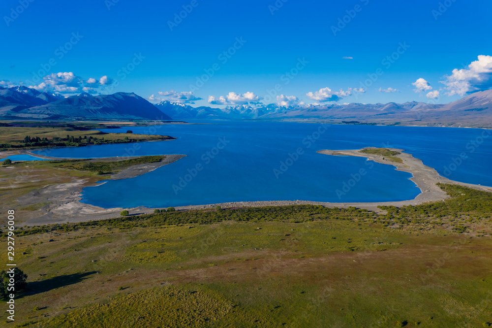Panoramic aerial view of lake Tekapo, New Zealand