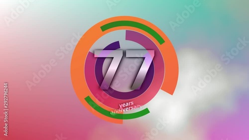 77 Years Anniversary Digital Tech Circle Colorful Background