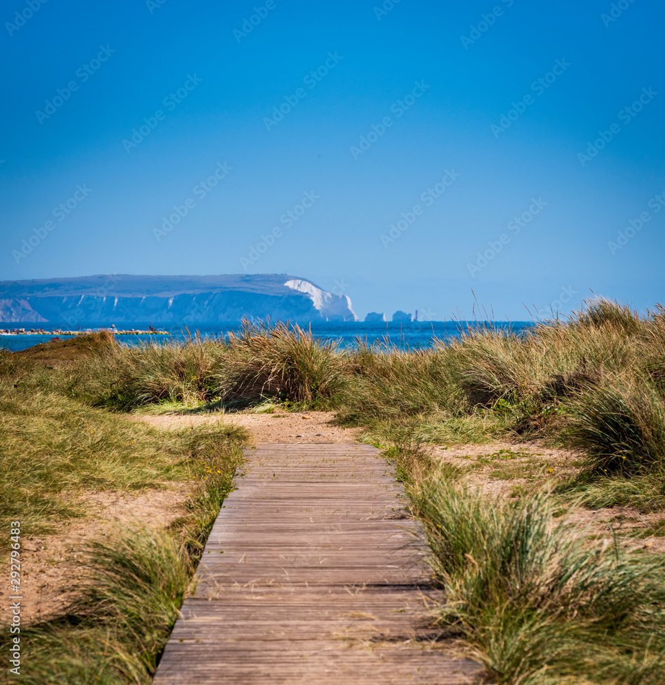Beach views across Hengistbury Head in Dorset