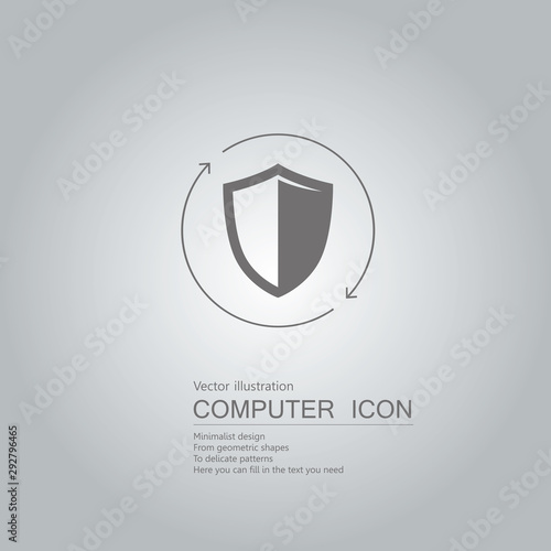 Vector drawn shield icon. Isolated on grey background.