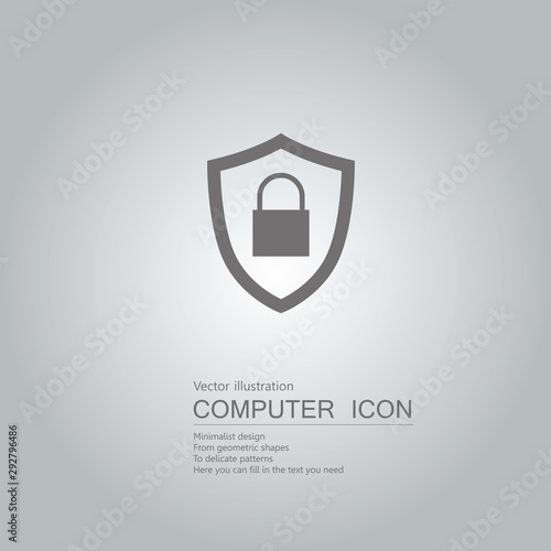 Vector drawn shield icon. Isolated on grey background.
