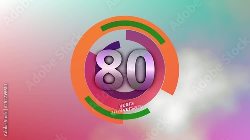 80 Years Anniversary Digital Tech Circle Colorful Background