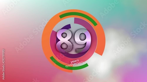 89 Years Anniversary Digital Tech Circle Colorful Background