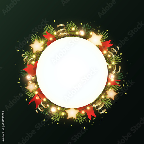Round Christmas wreath with...