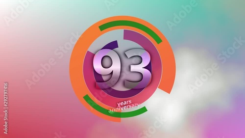 93 Years Anniversary Digital Tech Circle Colorful Background