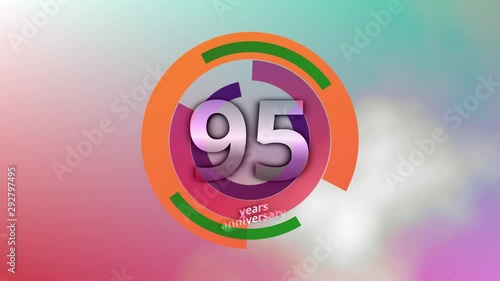 95 Years Anniversary Digital Tech Circle Colorful Background