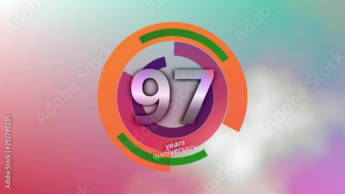 97 Years Anniversary Digital Tech Circle Colorful Background