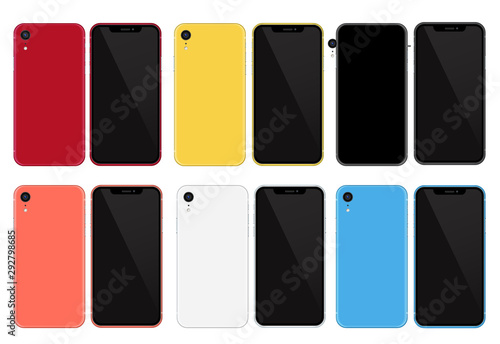 Realistic black mobile phone.