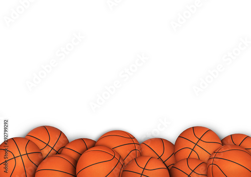 Basketball on Court. 3d render