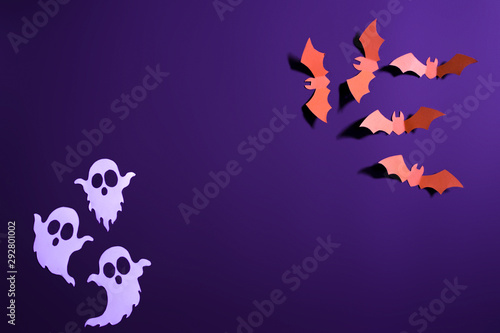 Bats and ghosts papercut for halloween