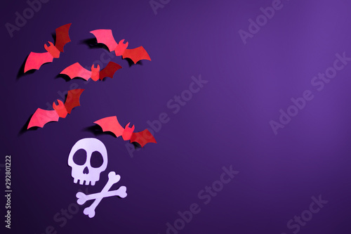 red bats and skull for halloween photo