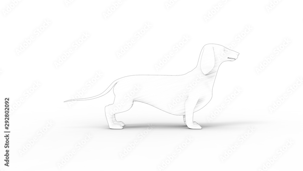 3d rendering sketch of multiple views of a Dachshund isolated in white 3d rendering sketch of multiple views of a Dachshund isolated in white