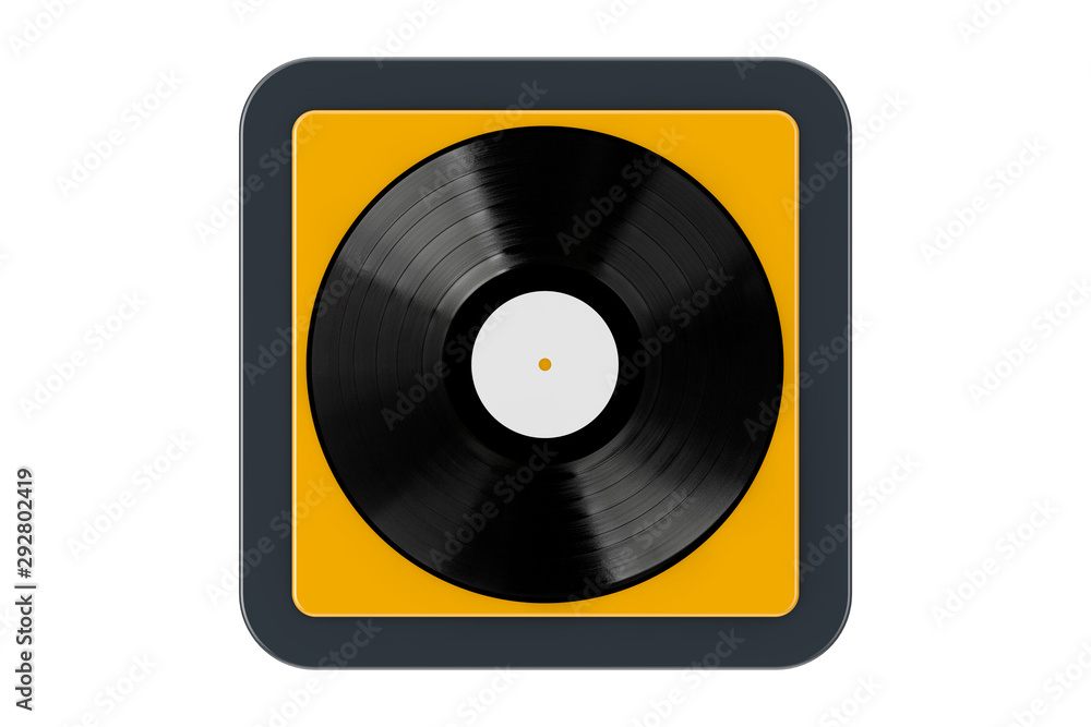 Fototapeta premium Black Vinyl Record as Touchpoint Web Icon Button. 3d Rendering