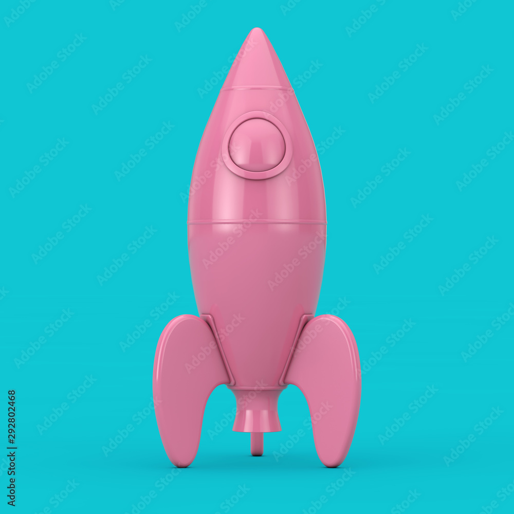 Pink Childs Toy Rocket Mockup Duotone. 3d Rendering Pink Childs Toy Rocket Mockup Duotone. 3d Rendering