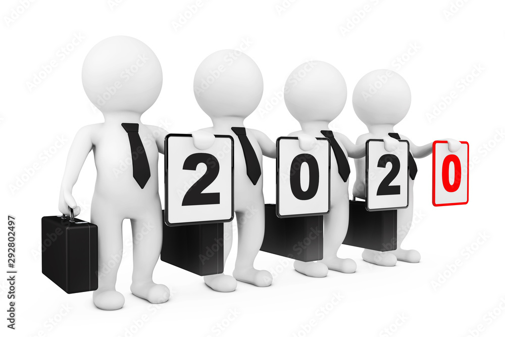 3d Businessmans with New 2020 Year Sign. 3d Rendering 3d Businessmans with New 2020 Year Sign. 3d Rendering