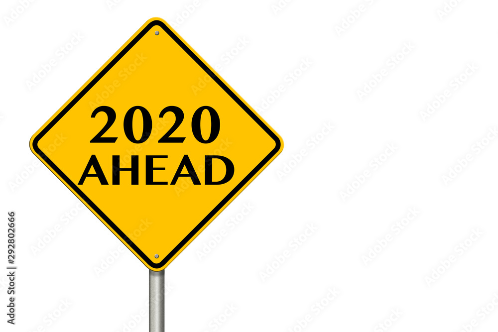 2020 year Ahead traffic sign. 3d rendering