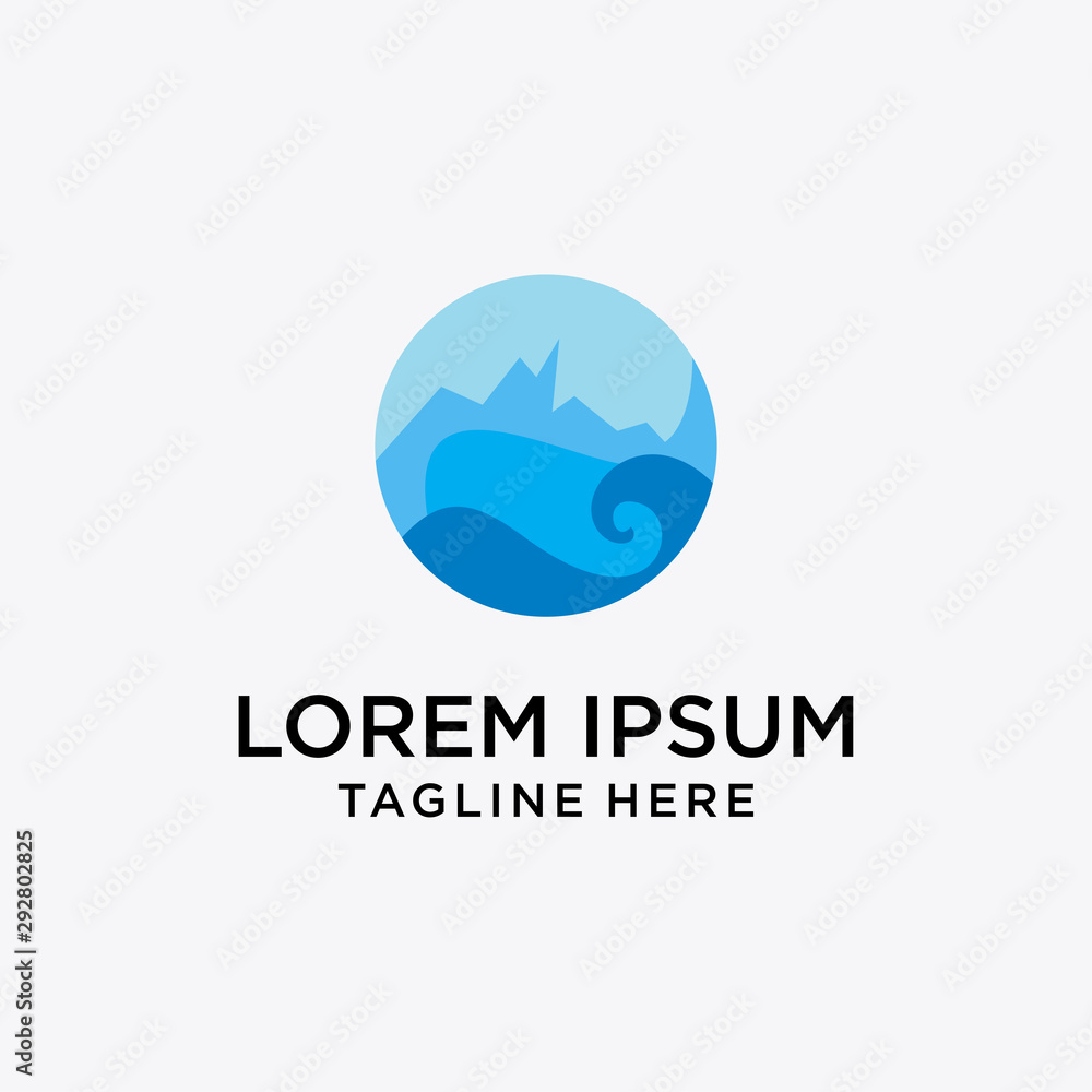 Wafe Mountain Logo Vector Design Template . Wafe Mountain Logo Vector Design Template .