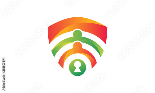 Life Insurance, people shield icon. Vector flat style illustration Abstract business security Agency logo template.
