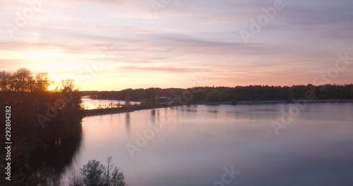 Wallpaper Mural Aerial Drone view, Sunset Over Lake and Scandinavian Forest in Sweden Torontodigital.ca