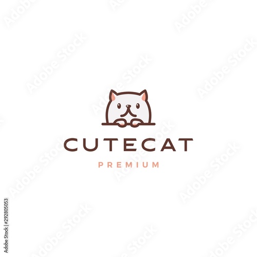 cute cat logo vector icon illustration cartoon