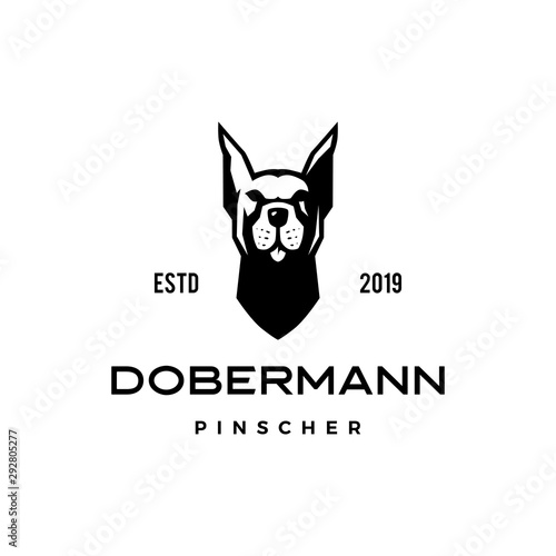 dobermann pinscher dog logo vector icon illustration