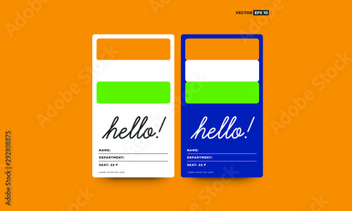 Hello ID Tag Card with Name Department Details and India Flag Illustration for Meetings and Seminars