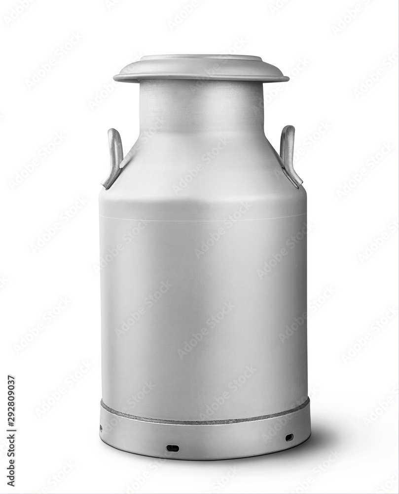 aluminium 40 liter milk can on white background aluminium 40 liter milk can on white background