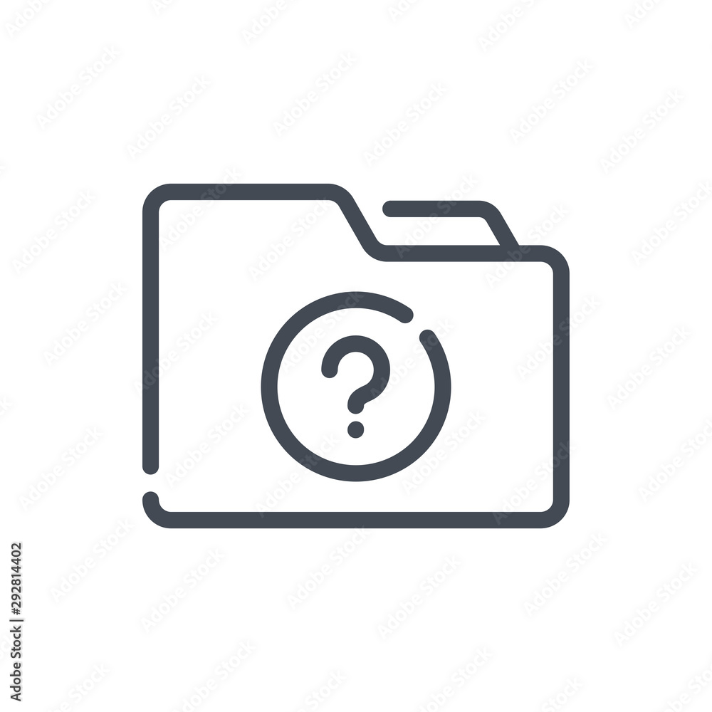 FAQ folder line icon. Folder with question mark vector outline sign. FAQ folder line icon. Folder with question mark vector outline sign.