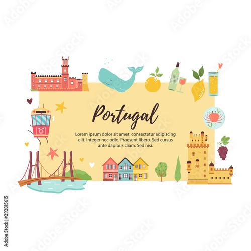 Portugal abstract design with icons and symbols