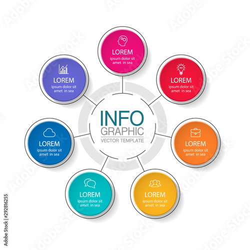 Vector iInfographic template for business, presentations, web design, 7 options.