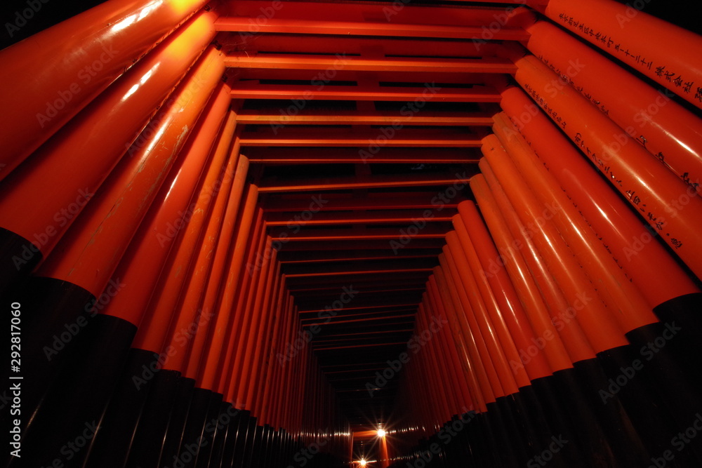 Fototapeta premium 異世界 伏見稲荷大社 夜 ミステリアスナイト Another World Fushimi Inari Taisha Night Mysterious Night