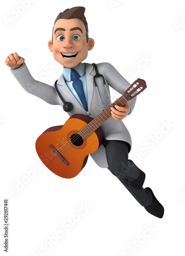 Fun doctor and guitar - 3D Illustration