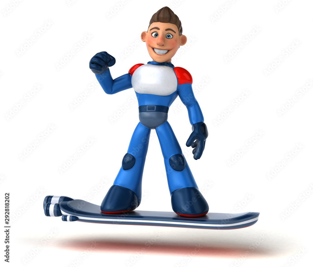 Fun modern superhero flying - 3D Illustration Fun modern superhero flying - 3D Illustration