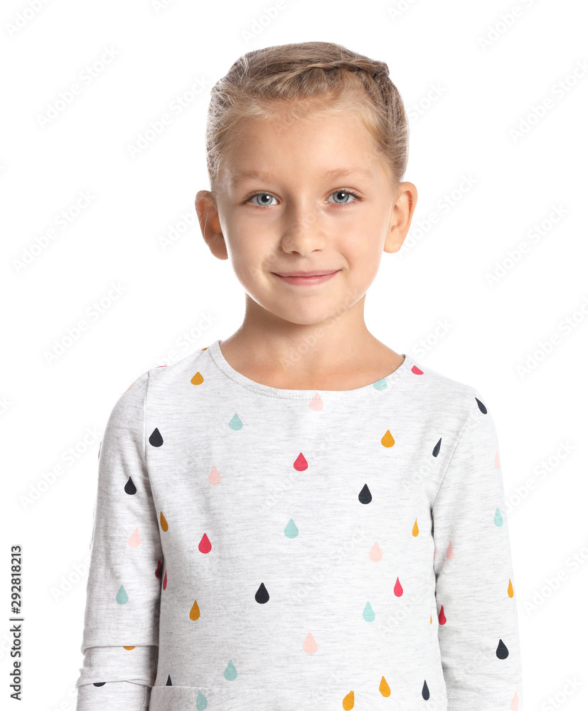 Portrait of adorable little girl on white background Portrait of adorable little girl on white background