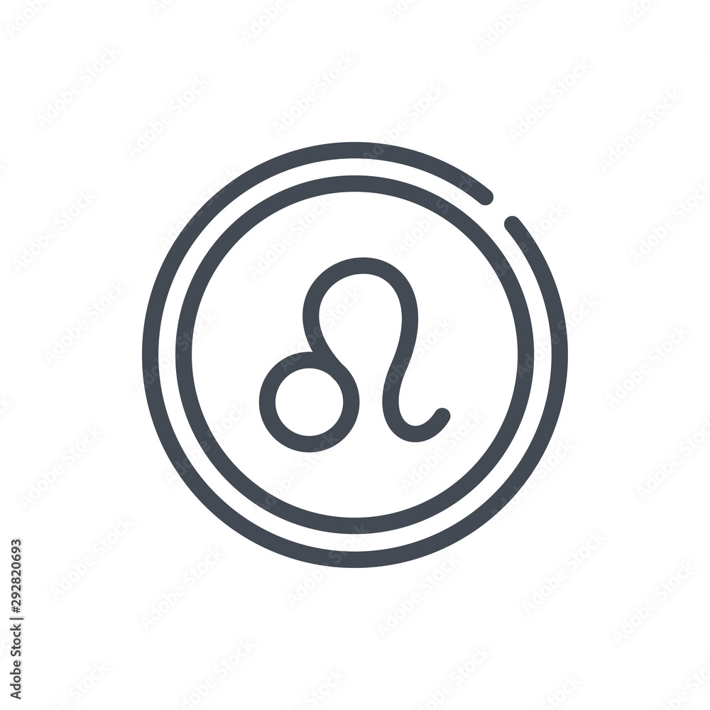 Leo zodiac line icon. Astrology vector outline sign. Leo zodiac line icon. Astrology vector outline sign.